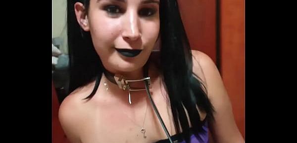  18 year old Emo slut sucking dick and gets pissed on